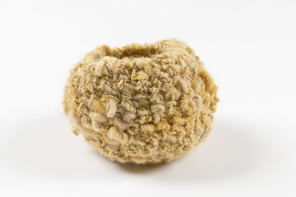 Handspun wool bowl in gold